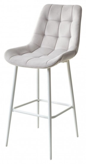 Барный стул ХОФМАН, цвет H-09 Светло-серый, велюр / белый каркас М-City в Асбесте - asbest.ok-mebel.com | фото