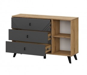 БАЙКАЛ Комод 3 ящика (со створкой) Графит/Дуб золотой в Асбесте - asbest.ok-mebel.com | фото 4