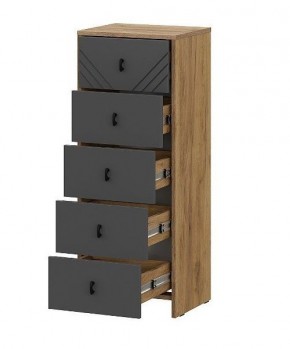 БАЙКАЛ Комод (5 ящиков) Графит/Дуб золотой в Асбесте - asbest.ok-mebel.com | фото 2
