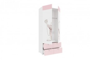 Детская Алиса ПМ-332.22 исп.3 Шкаф комбинированный (с 4 ящ. и 2 дв.) белый матовый с ФП-розовый в Асбесте - asbest.ok-mebel.com | фото 2