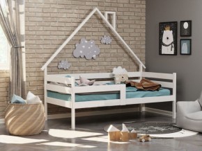 Детская кровать-домик из массива березы Соня-2 (800*1600) Белый/Лак в Асбесте - asbest.ok-mebel.com | фото