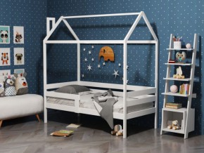 Детская кровать-домик из массива березы Соня-6 (800*1600) Белый/Лак в Асбесте - asbest.ok-mebel.com | фото
