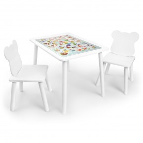 Детский комплект стол и два стула Мишка Rolti Baby с накладкой Алфавит (белая столешница/белое сиденье/белые ножки) в Асбесте - asbest.ok-mebel.com | фото