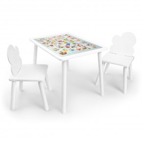 Детский комплект стол и два стула Облачко Rolti Baby с накладкой Алфавит (белая столешница/белое сиденье/белые ножки) в Асбесте - asbest.ok-mebel.com | фото