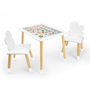 Детский комплект стол и два стула Облачко Rolti Baby с накладкой Алфавит (белая столешница/белое сиденье/береза ножки) в Асбесте - asbest.ok-mebel.com | фото