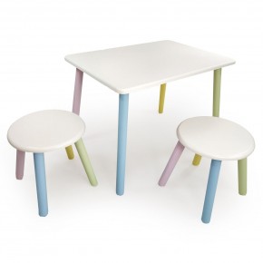 Детский комплект стол и два табурета круглых  (Белый, Белый, Цветной) в Асбесте - asbest.ok-mebel.com | фото