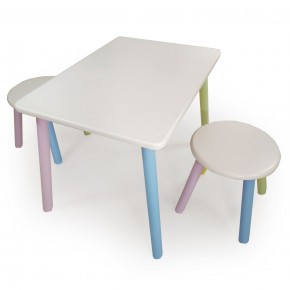 Детский комплект стол и два табурета круглых  (Белый, Белый, Цветной) в Асбесте - asbest.ok-mebel.com | фото 2
