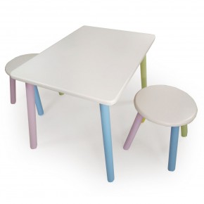 Детский комплект стол и два табурета круглых с накладкой Алфавит (Белый, Белый, Цветной) в Асбесте - asbest.ok-mebel.com | фото 3