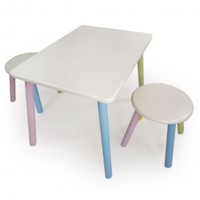 Детский комплект стол и два табурета круглых с накладкой Космос  (Белый, Белый, Цветной) в Асбесте - asbest.ok-mebel.com | фото 3