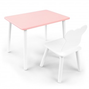 Детский комплект стол и стул «Мишка» Rolti Baby (розовый/белый, массив березы/мдф) в Асбесте - asbest.ok-mebel.com | фото