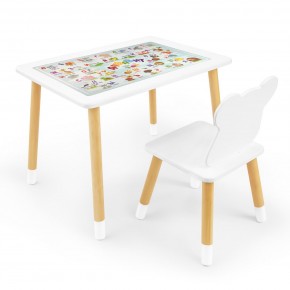 Детский комплект стол и стул Мишка Rolti Baby с накладкой Алфавит (белая столешница/белое сиденье/береза ножки) в Асбесте - asbest.ok-mebel.com | фото
