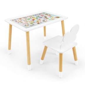 Детский комплект стол и стул Облачко Rolti Baby с накладкой Алфавит (белая столешница/белое сиденье/береза ножки) в Асбесте - asbest.ok-mebel.com | фото