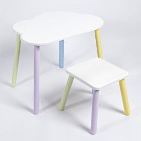 Детский комплект стол ОБЛАЧКО  и табурет Rolti Baby (белая столешница/белое сиденье/цветные ножки) в Асбесте - asbest.ok-mebel.com | фото