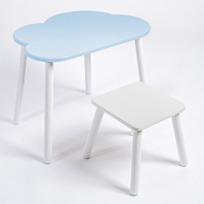 Детский комплект стол ОБЛАЧКО  и табурет Rolti Baby (голубая столешница/белое сиденье/белые ножки) в Асбесте - asbest.ok-mebel.com | фото