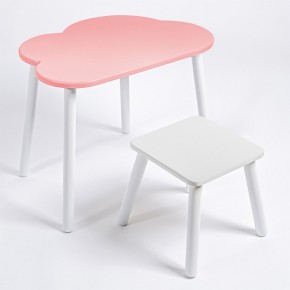 Детский комплект стол ОБЛАЧКО  и табурет Rolti Baby (розовая столешница/белое сиденье/белые ножки) в Асбесте - asbest.ok-mebel.com | фото