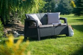 Диван пластиковый Корфу (Corfu love seat) графит в Асбесте - asbest.ok-mebel.com | фото 2