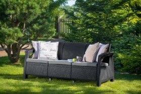 Диван пластиковый Корфу Макс (Corfu love seat max) графит в Асбесте - asbest.ok-mebel.com | фото 2