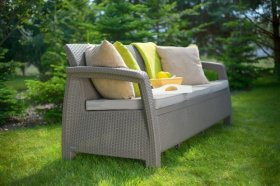 Диван пластиковый Корфу Макс (Corfu love seat max) капучино - песок в Асбесте - asbest.ok-mebel.com | фото 3