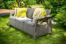 Диван пластиковый Корфу Макс (Corfu love seat max) капучино - песок в Асбесте - asbest.ok-mebel.com | фото 4