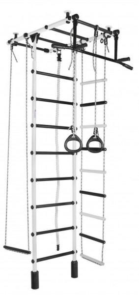 ДСК Атлант цв.белый-черный: турник, кольца, канат, трапеция, веревочная лестница в Асбесте - asbest.ok-mebel.com | фото 1