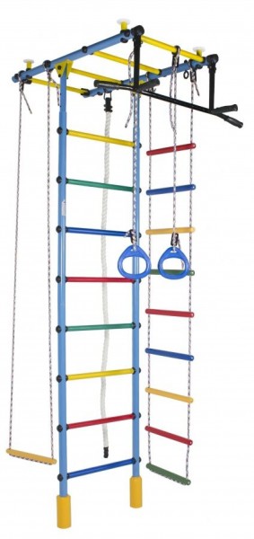 ДСК Атлант цв.голубой радуга: турник, кольца, канат, трапеция, веревочная лестница в Асбесте - asbest.ok-mebel.com | фото 1