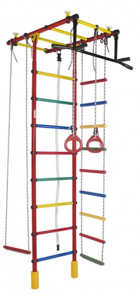 ДСК Атлант цв.красный радуга: турник, кольца, канат, трапеция, веревочная лестница в Асбесте - asbest.ok-mebel.com | фото