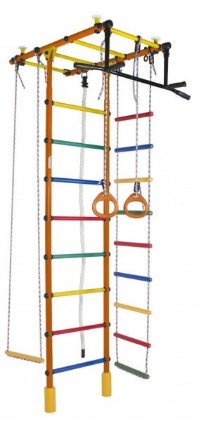 ДСК Атлант оранжевый радуга: турник, кольца, канат, трапеция, веревочная лестница в Асбесте - asbest.ok-mebel.com | фото