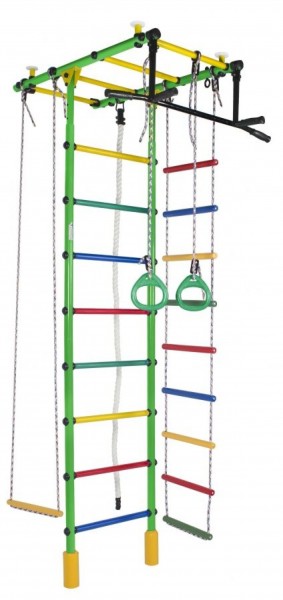 ДСК Атлант цв.салатовый радуга: турник, кольца, канат, трапеция, веревочная лестница в Асбесте - asbest.ok-mebel.com | фото
