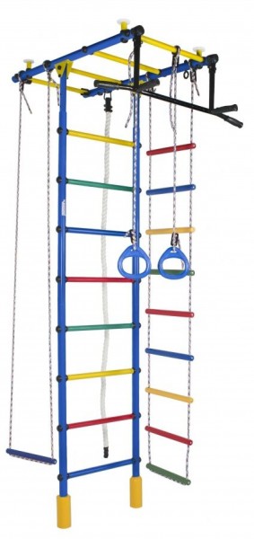 ДСК Атлант цв.синий радуга: турник, кольца, канат, трапеция, веревочная лестница в Асбесте - asbest.ok-mebel.com | фото