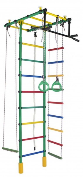 ДСК Атлант цв.зеленый радуга: турник, кольца, канат, трапеция, веревочная лестница в Асбесте - asbest.ok-mebel.com | фото