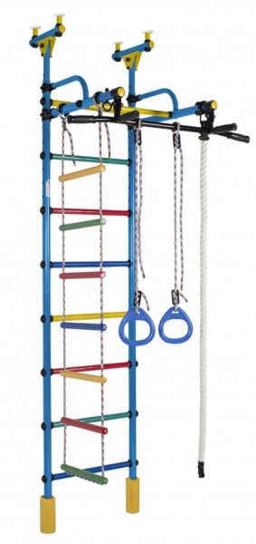 ДСК Жирафик цв.голубой радуга: турник, кольца, канат, верёвочная лестница в Асбесте - asbest.ok-mebel.com | фото