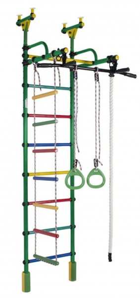 ДСК Жирафик цв.зеленый радуга: турник, кольца, канат, верёвочная лестница в Асбесте - asbest.ok-mebel.com | фото