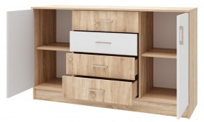 БЕАТРИС Комод К1400 (Дуб Сонома/Белый глянец) в Асбесте - asbest.ok-mebel.com | фото 2