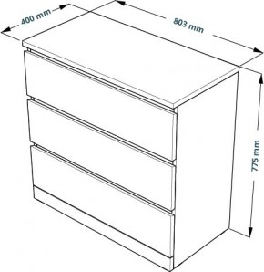 Комод Варма 3 с тремя выдвижными ящиками, цвет белый в Асбесте - asbest.ok-mebel.com | фото 4
