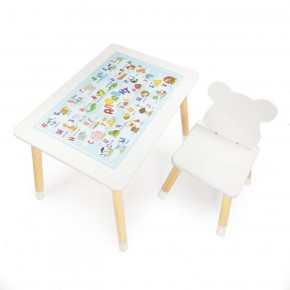 Комплект детской мебели стол и стул Мишутка с накладкой Алфавит (Белый/Белый/Береза) в Асбесте - asbest.ok-mebel.com | фото 2
