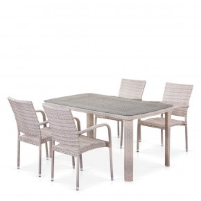 Комплект плетеной мебели T256C/Y376C-W85 Latte (4+1) + подушки на стульях в Асбесте - asbest.ok-mebel.com | фото