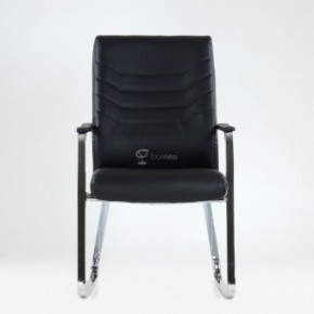 Кресло Barneo K-25 для посетителей и переговорных (хром, черная экокожа) в Асбесте - asbest.ok-mebel.com | фото 2
