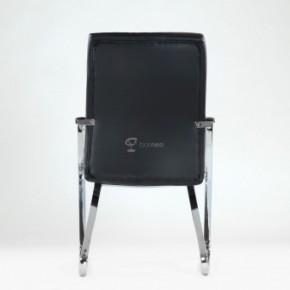 Кресло Barneo K-25 для посетителей и переговорных (хром, черная экокожа) в Асбесте - asbest.ok-mebel.com | фото 3