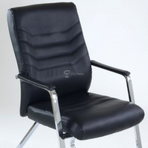 Кресло Barneo K-25 для посетителей и переговорных (хром, черная экокожа) в Асбесте - asbest.ok-mebel.com | фото 4
