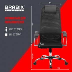 Кресло BRABIX PREMIUM "Ultimate EX-800" хром, плотная двойная сетка Х2, черное, 532911 в Асбесте - asbest.ok-mebel.com | фото 6