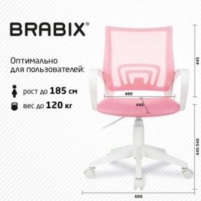 Кресло BRABIX "Fly MG-396W", с подлокотниками, пластик белый, сетка, розовое, 533008 в Асбесте - asbest.ok-mebel.com | фото 5