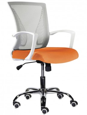 Кресло BRABIX "Wings MG-306", пластик белый, хром, сетка, серое/оранжевое, 532011 в Асбесте - asbest.ok-mebel.com | фото