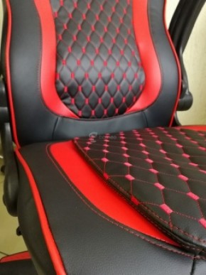 Кресло геймерское Barneo K-37 (черная экокожа красные вставки) в Асбесте - asbest.ok-mebel.com | фото