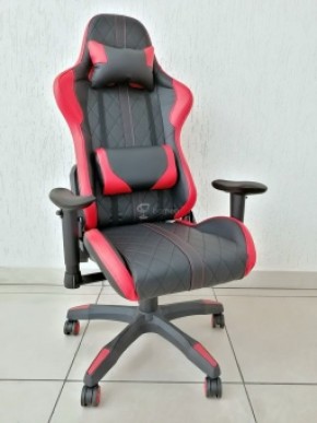 Кресло геймерское Barneo K-52 (черная экокожа красные вставки) в Асбесте - asbest.ok-mebel.com | фото