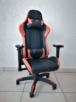 Кресло геймерское Barneo K-52 (черная экокожа оранжевые вставки) в Асбесте - asbest.ok-mebel.com | фото 1