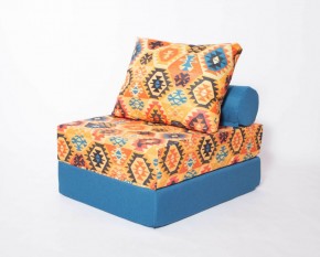 Кресло-кровать-пуф бескаркасное Прайм (мехико желтый-морская волна) в Асбесте - asbest.ok-mebel.com | фото