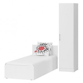 Кровать 0800 + Пенал Стандарт, цвет белый, ШхГхВ 83,5х203,5х70 + 45х52х200 см., сп.м. 800х2000 мм., без матраса, основание есть в Асбесте - asbest.ok-mebel.com | фото 1