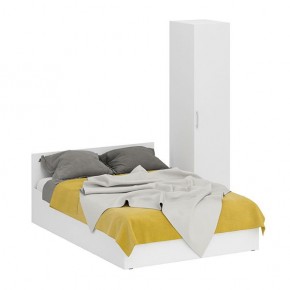 Кровать 1400 + Пенал Стандарт, цвет белый, ШхГхВ 143,5х203,5х70 + 45х52х200 см., сп.м. 1400х2000 мм., без матраса, основание есть в Асбесте - asbest.ok-mebel.com | фото 1