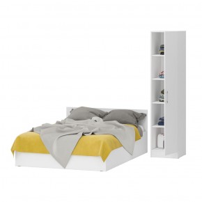 Кровать 1400 + Пенал Стандарт, цвет белый, ШхГхВ 143,5х203,5х70 + 45х52х200 см., сп.м. 1400х2000 мм., без матраса, основание есть в Асбесте - asbest.ok-mebel.com | фото 4