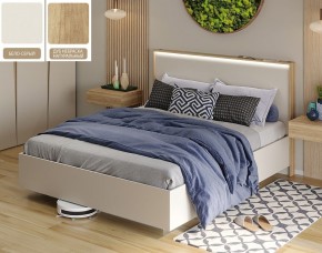 Кровать (Бело-серый U775 ST9/Дуб Небраска натуральный) 1600 в Асбесте - asbest.ok-mebel.com | фото